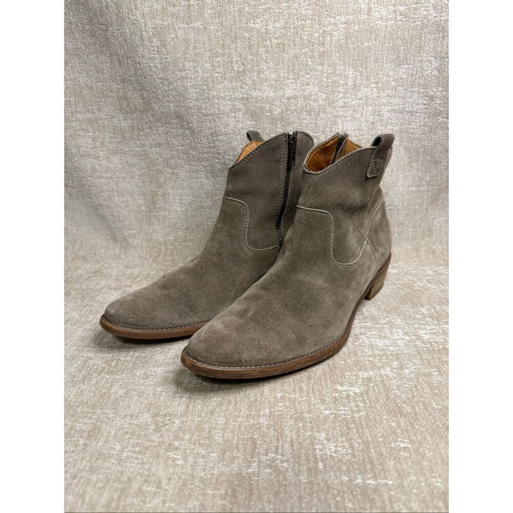 Madewell 1937 Footwear Women's Suede Leather Side Zip Ankle Boots Olive Size 9.5
